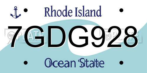 7GDG928 Rhode Island License Plate