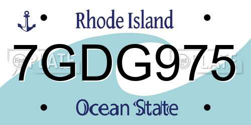 7GDG975 Rhode Island License Plate