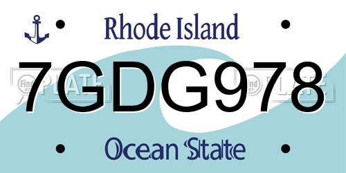 7GDG978 Rhode Island License Plate