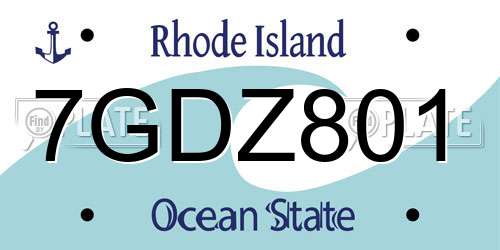 7GDZ801 Rhode Island License Plate