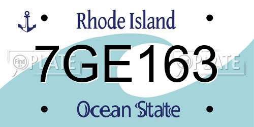 7GE163 Rhode Island License Plate