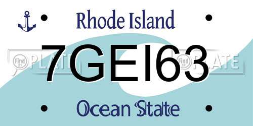 7GEI63 Rhode Island License Plate