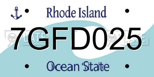 7GFD025 Rhode Island License Plate