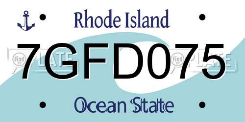 7GFD075 Rhode Island License Plate