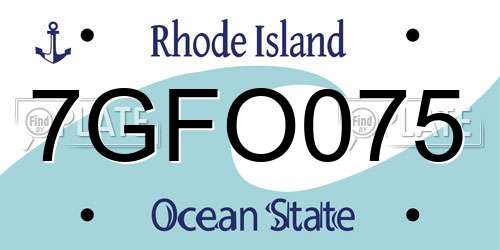7GFO075 Rhode Island License Plate