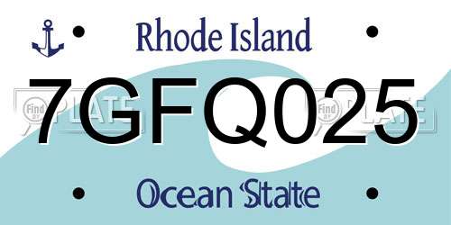 7GFQ025 Rhode Island License Plate