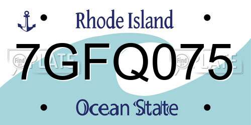 7GFQ075 Rhode Island License Plate