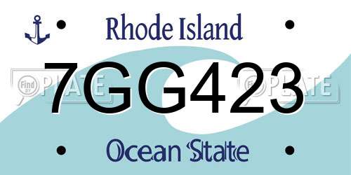 7GG423 Rhode Island License Plate