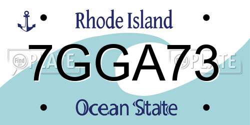 7GGA73 Rhode Island License Plate