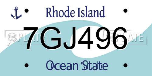 7GJ496 Rhode Island License Plate