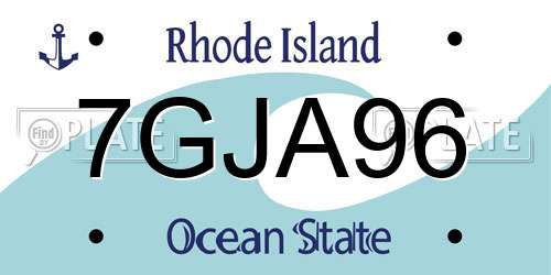 7GJA96 Rhode Island License Plate