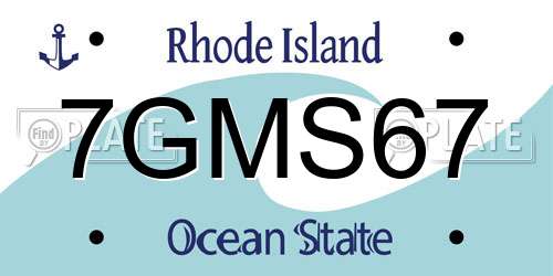 7GMS67 Rhode Island License Plate