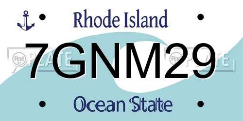 7GNM29 Rhode Island License Plate