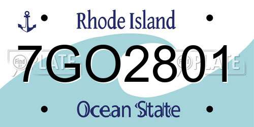 7GO2801 Rhode Island License Plate