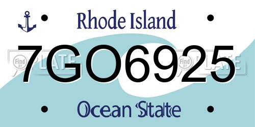 7GO6925 Rhode Island License Plate