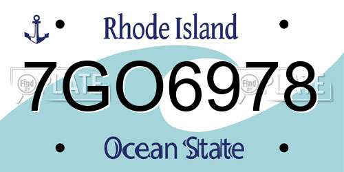 7GO6978 Rhode Island License Plate
