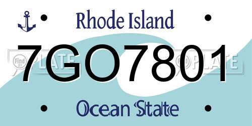 7GO7801 Rhode Island License Plate