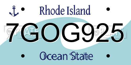 7GOG925 Rhode Island License Plate