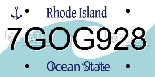 7GOG928 Rhode Island License Plate