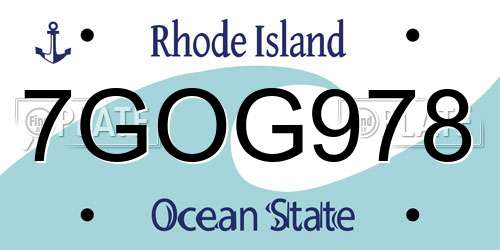 7GOG978 Rhode Island License Plate