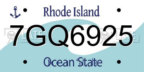 7GQ6925 Rhode Island License Plate