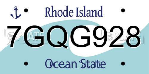 7GQG928 Rhode Island License Plate