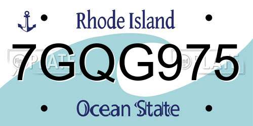 7GQG975 Rhode Island License Plate