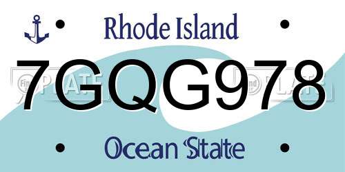 7GQG978 Rhode Island License Plate