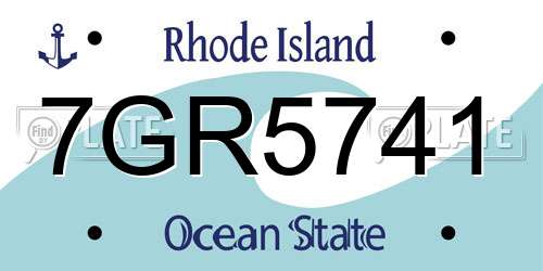 7GR5741 Rhode Island License Plate