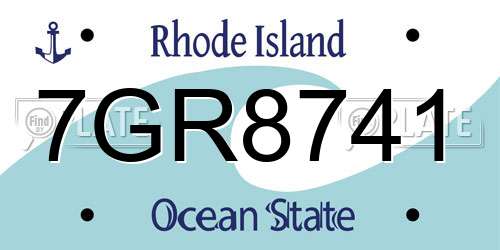 7GR8741 Rhode Island License Plate