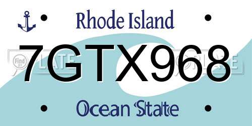7GTX968 Rhode Island License Plate
