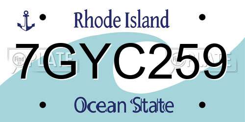 7GYC259 Rhode Island License Plate