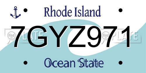 7GYZ971 Rhode Island License Plate