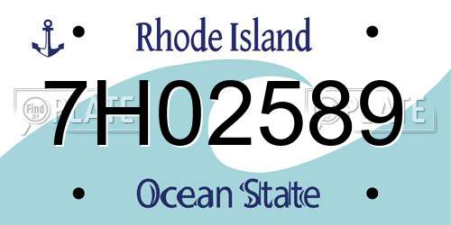 7H02589 Rhode Island License Plate