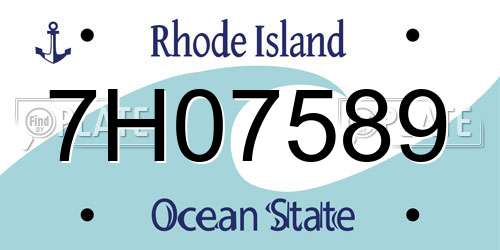 7H07589 Rhode Island License Plate