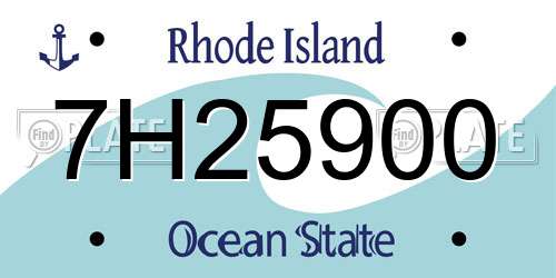 7H25900 Rhode Island License Plate