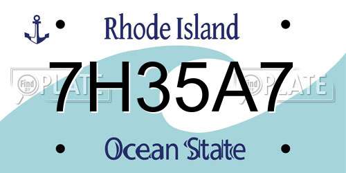 7H35A7 Rhode Island License Plate