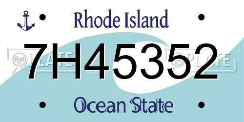 7H45352 Rhode Island License Plate
