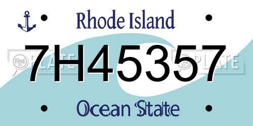 7H45357 Rhode Island License Plate