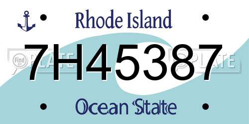 7H45387 Rhode Island License Plate