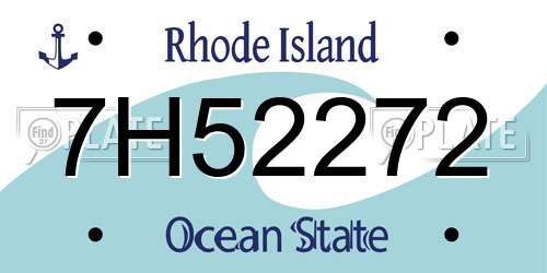 7H52272 Rhode Island License Plate