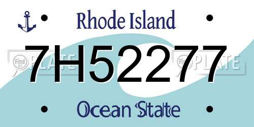 7H52277 Rhode Island License Plate