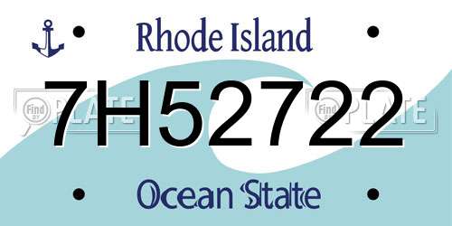 7H52722 Rhode Island License Plate