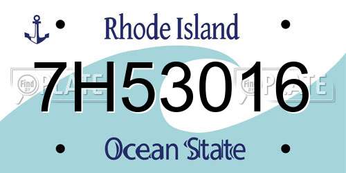 7H53016 Rhode Island License Plate