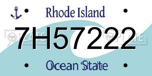 7H57222 Rhode Island License Plate