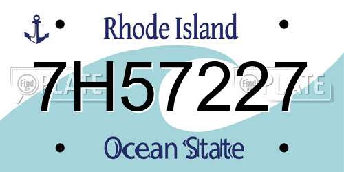 7H57227 Rhode Island License Plate
