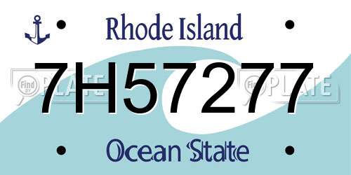 7H57277 Rhode Island License Plate