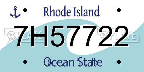7H57722 Rhode Island License Plate