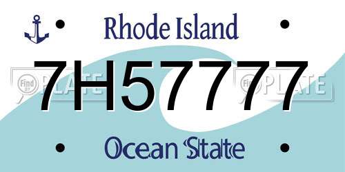 7H57777 Rhode Island License Plate