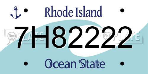 7H82222 Rhode Island License Plate